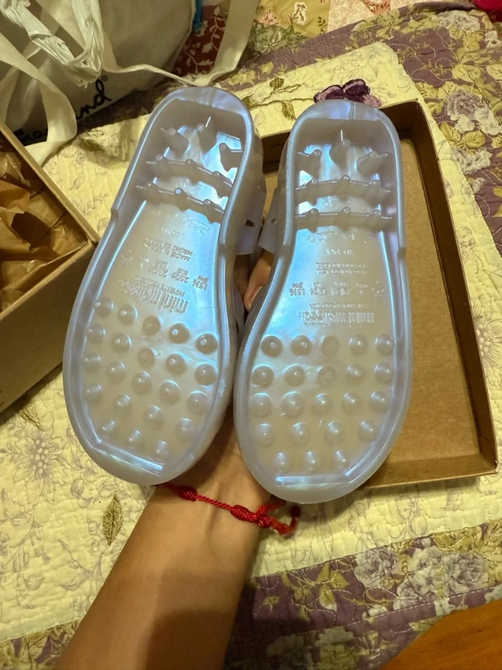 Mini Melissa Girls' Iridescent Jelly Sandals in Pearl White